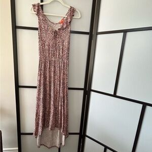 [XS] Joe Fresh 100% Rayon Ruffled Pink & White Speckled Print Flowy Maxi Dress